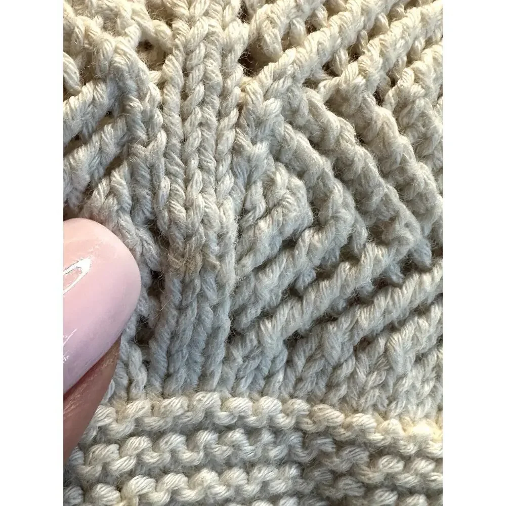 Zara Ivory Open Knit Crop Sweater W. Long Sleeves Size M - Picture 5 of 7